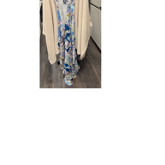 Milly Edra Paisley Ruffle Maxi Dress Blue Multi | Size 2 - Picture 6 of 15